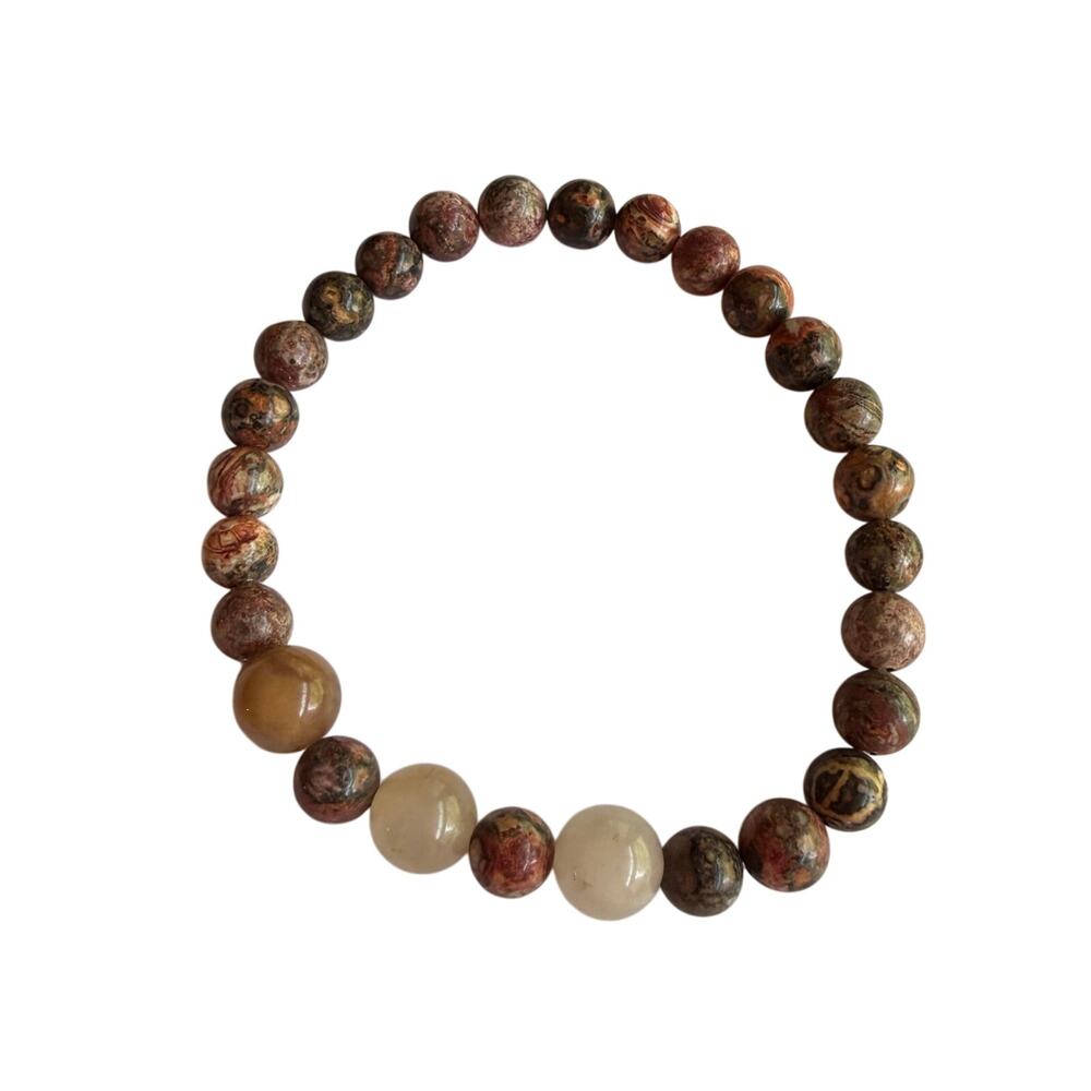 Jasper bracelet stretchy handmade 8 and 10 mm beads gemstone